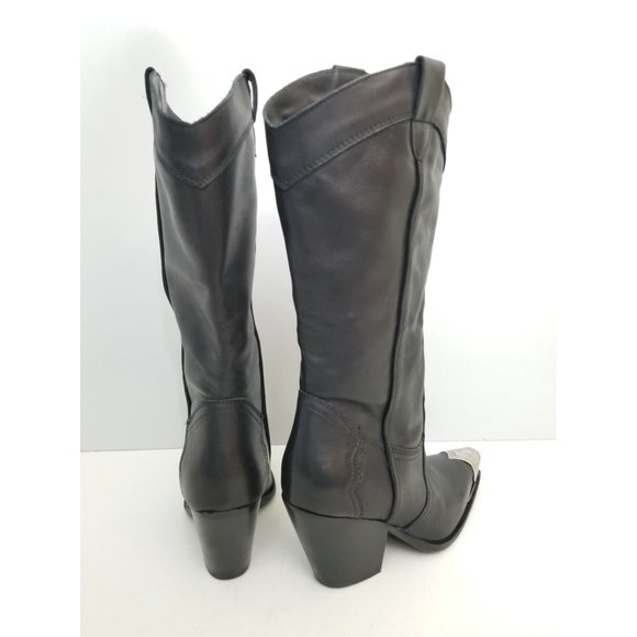 Free People Brayden Tall Boots in Black Leather Size 37 - Picture 3 of 5